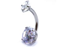 Bauchnabel Banane Titan intern steril Kugel 5 / 8 mm Doppel Strass gequetscht Gri