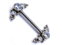 Barbell Titanium Intern Steril Tribal Strassmuster Weiß |  ITC