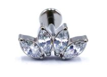 Labret Titanium Intern Steril Motiv Marquise 4 Strass Farbig |  ITC