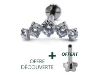 Labret Titanium Interne Steril Motiv Bogen von 5 Strass |  ITC
