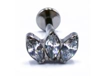 Labret Titanium Interne Steril Motiv Marquise 3 Strass Nachgezogen |  ITC
