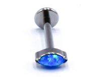 Labret Titanium Intern Steril Ovales Strassmuster Blau |  ITC