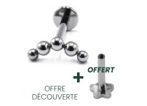 Labret Titanium Intern Steril Motiv 5 Kugeln Gebogen |  ITC
