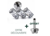 Labret Titanium Intern Steril Rectangle Strassmuster Weiß |  ITC