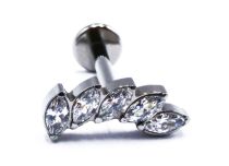 Labret Titanium Intern Steril Motiv Marquise Bogen Strass Weiß | It