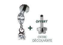Labret Titanium Interne Steril Ovale Muster Runder Strass Anhänger Weiß |  ITC