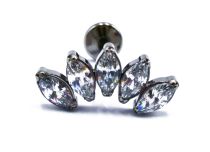 Labret Titanium Intern Steril Motiv Marquise Arc 5 Strass Marquise Weiß |  ITC