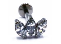 Labret Titane Interne Steril Motiv Marquise 3 Strass Marquise Weiß |  ITC