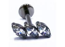 Labret Titane Interne Steril Motiv Marquise 3 Strass Marquise Weiß Gekippt ||