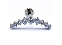 Labret Titanium Interne Steril Motiv Krone von 9 Strass Weiß |  ITC