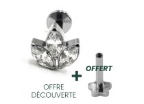 Labret Titanium Intern Steril Motiv Marquise 3 Strass |  ITC