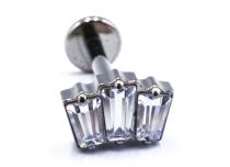 Sterile Titanium Labret mit rechteckigem Motiv 3 Strasssteine Weiß |  ITC
