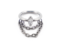 Sterile Titanium Scharnierring mit Strass Markise Motiv und Kettenanhänger ||