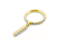 Ring Scharnier Titan PVD Gold Steril Strass mit Anhänger Barre 5 Strass