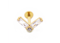 Labret Titanium PVD Gold Interne Sterile Sterile Doppel Rectangle Strassmuster Weiß | I