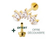 Labret Titanium PVD Gold Interne Steril Motiv Marquise 7 Strass geschwungen |  ITC