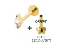 Labret Titanium PVD Gold Interne Steril Rautenmuster mit Strass |  ITC