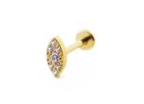 Labret Titanium PVD Gold Interne Steril Oval Motiv mit Strass |  ITC