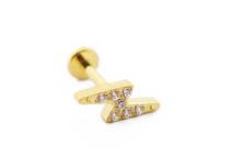 Labret Titanium PVD Gold Interne Steril Steril Motiv Strass Blitz |  ITC