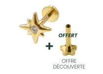 Labret Titanium PVD Gold Interne Steril Motiv Bergenstern Strass BL |  ITC