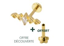 Labret Titanium PVD Gold Interne Steril Motiv 5 Rauten Strass BL|  ITC