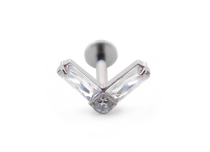 Labret Titanium Intern Steril Motiv Double Rectangle mit Strass |  ITC