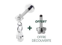 Sterile Titanium Interne Labret mit Strass- und Tränenmuster |  ITC