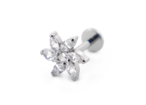 Labret Titanium Intern Steril Motiv Blume 6 Strass |  ITC
