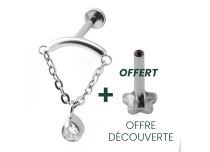 Labret Titanium Interne Steril Gebogene Stange und Kette mit Strass |  ITC