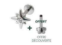 Labret Titanium Intern Steril Motiv Bergstern Strass BL |  ITC