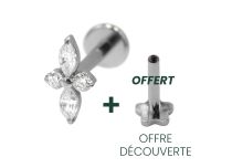 Labret Titanium Intern Steril Motiv Petalen Strass BL |  ITC