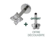 Labret Titanium Intern Steril Blumenmotiv 4 Strass BL|  ITC