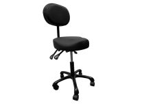 Hocker Schwarz verstellbar mit Rückenlehne und Aluminiumfuß