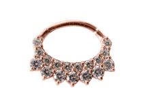 Rose vergoldeter Stahlring Septumscharnier mit Strass |  ITC