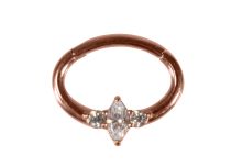 Ring Stahl vergoldet Rose Septum Scharnier Strass Weiß |  ITC