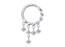 Ring Scharnier Septum Motiv Crane mit Strass Weiß  iTC
