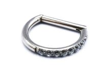 Ring Scharnier Stahl Motiv Halbmond mit Strass |  ITC