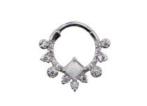 Scharnierring Stahl Multi Strass quadratisch Opal weiß |  ITC