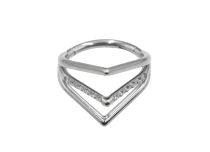 Ring Titan Scharnier Motiv 3 Dreiecke mit Strass weiß |  ITC