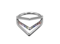 Ring Titan Scharnier Motiv 3 Dreiecke mit Strass multicolor |  ITC
