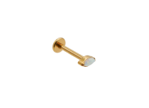 Labret Titanium PVD Gold Interne Steril Oval mit Strass Opal Synthetisch Weiss