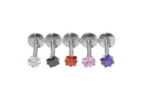 Labret Stahl Internal Crystal Griffé Carré Coloré 3 mm |  ITC