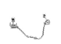 Barbell Spezialstahl Tragus Mondsichel mit Kette |  ITC