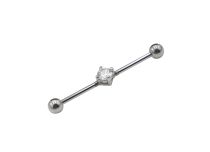 Barbell Industrial Steel Balls 5 mm Strass Centrale Griffée |  ITC
