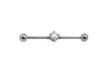 Barbell Industrial Steel Balls 5 mm Strass Centrale Griffée |  ITC