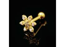Micro Barbell Stahl vergoldet Schneeflocke mit Strass |  ITC