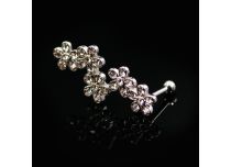 Micro Barbell Stahl Blumenmuster mit Strass |  ITC
