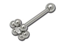 Barbell Stahl Multi-Kugel Strass Weiß |  ITC