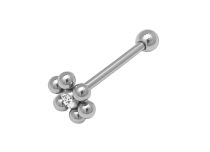 Barbell Stahl Multi-Kugel Strass Weiß |  ITC