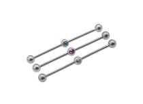 Barbell Industrielle Stahl Kugel Zentral Strass Farbig |  ITC